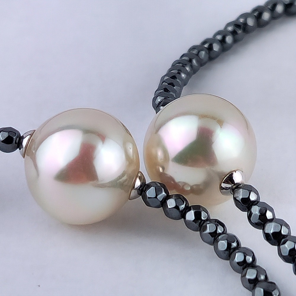 Pearl & Hematite Necklace 925 Sterling Silver Majorica 1890 Spain - Picture 5 of 10